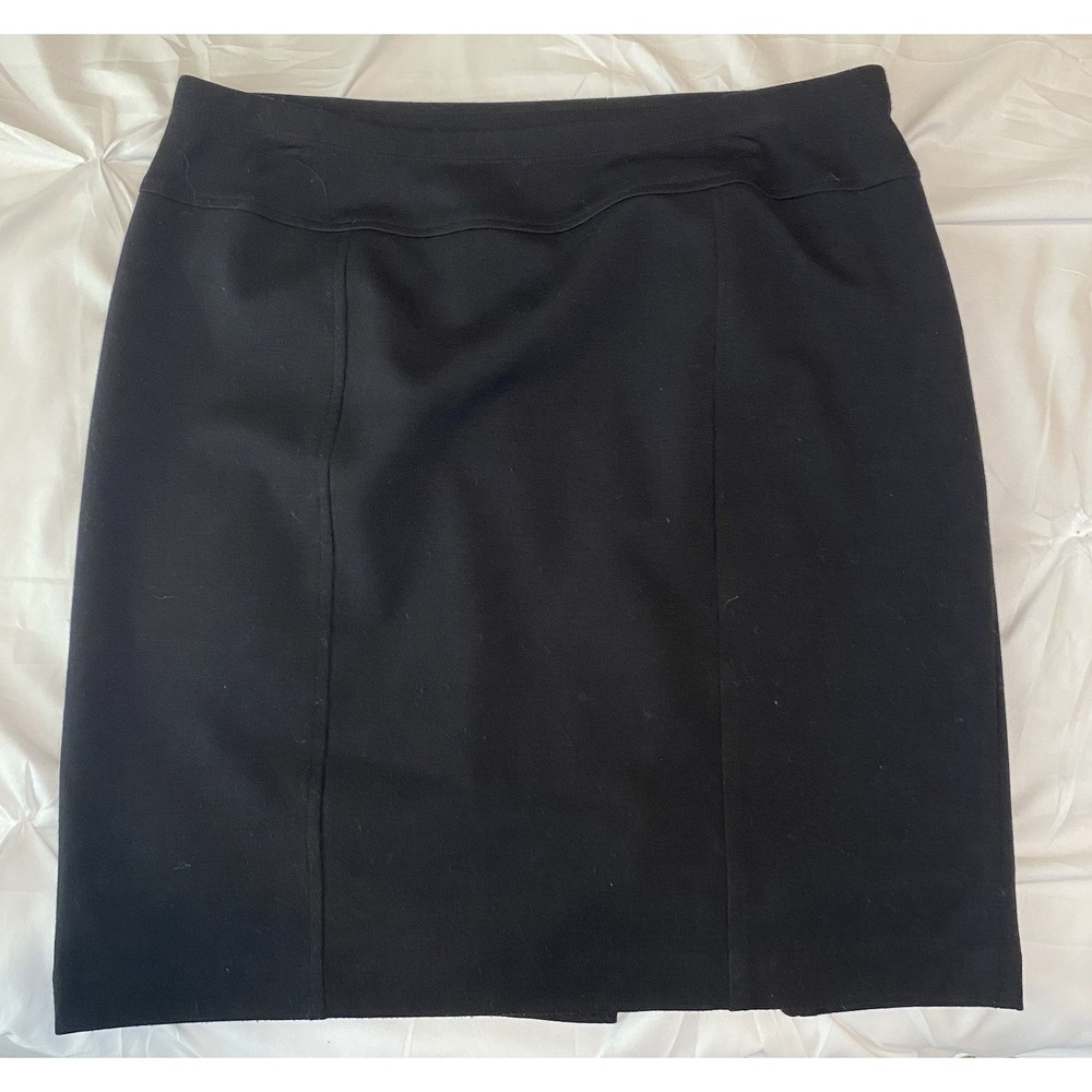Eileen Tracy Skirt Women's Large Pencil Back Slit Darting Black Stretch‎ Soft